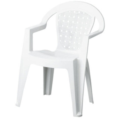 Poltrona Norma antiscivolo in resina antiurto 56x45x80 cm bianca da giardino esterno