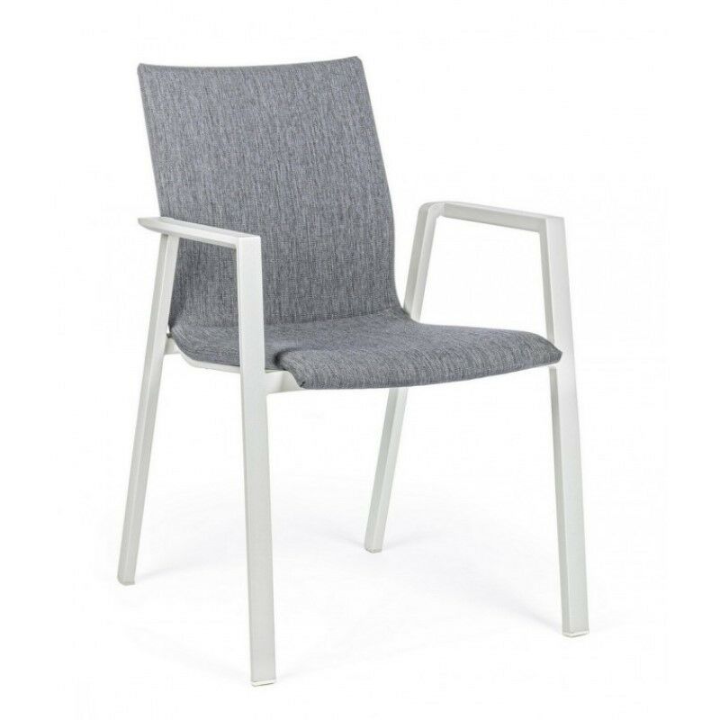 Chaise de jardin d'extérieur gris blanc empilable