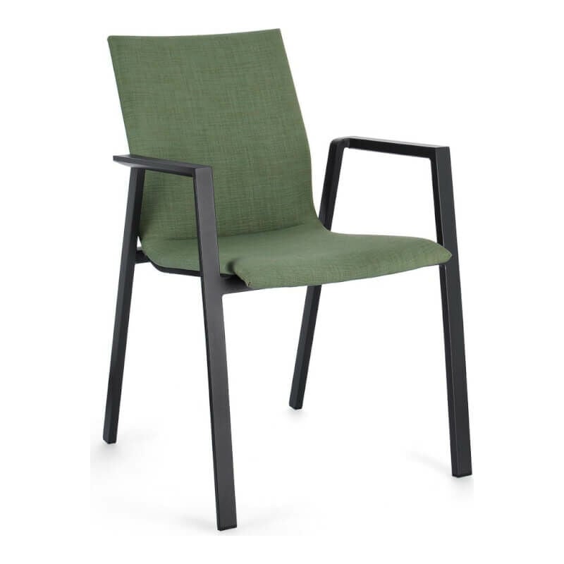 Iperbriko - Chaise Odeon Avec Accoudoirs Anthracite Et Olive