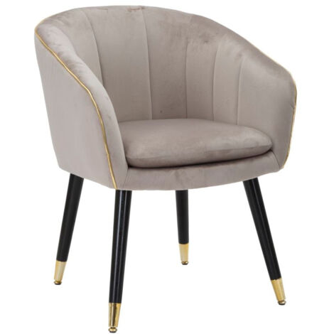 Poltrona Paris 62x58x78 cm in Legno Spugna Metallo e Poliestere Grigio,Nero e Oro