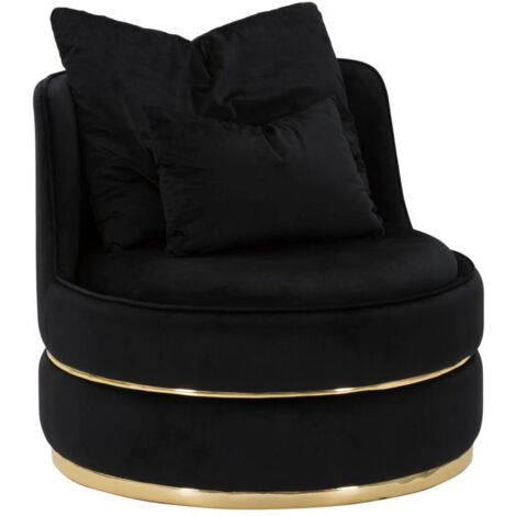 Poltrona Paris Space Nero/Oro Ø84x72 cm in Legno e Spugna Nero e Oro