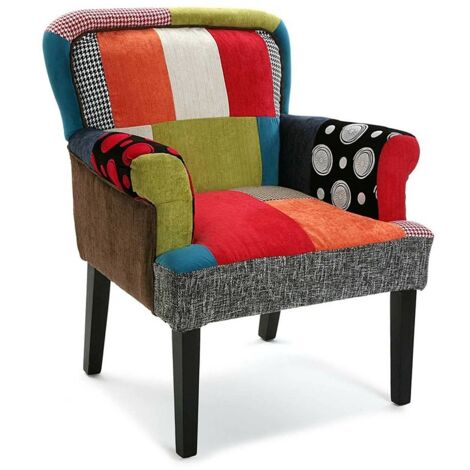 Poltrona patchwork sedia cotone seduta comoda moderna philippe