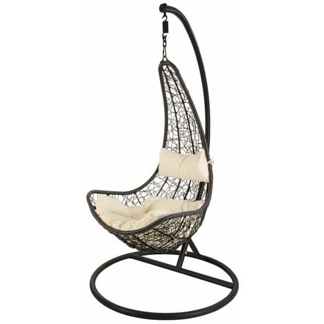 POLTRONA PENSILE APERTA POLYRATTAN CON CUSCINI PORTA MAX 150KG DIAMETRO 105-H195