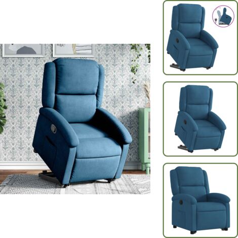 Poltrona per anziani - vidaXL Poltrona Alzapersona Reclinabile Blu in Velluto - Poltrona con motore elettrico