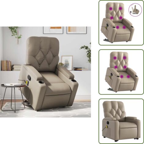 Poltrona per anziani - vidaXL Poltrona Alzapersone Massaggi Reclinabile Cappuccino Similpelle - Poltrona con vibrazione