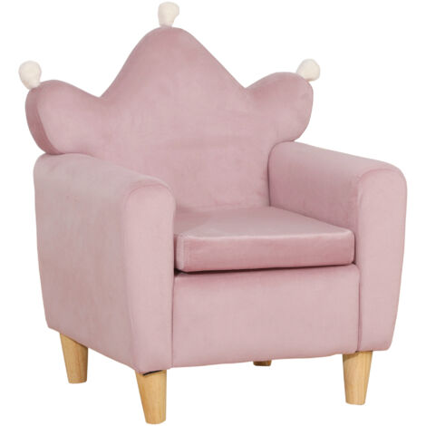 Poltrona per Bambini 50,2x41,9x57,8 cm con Schienale a Corona in Tessuto Effetto Velluto Rosa
