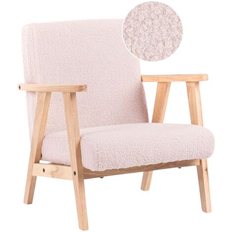 Poltrona per bambini con gambe in legno Rosa pastello Linde