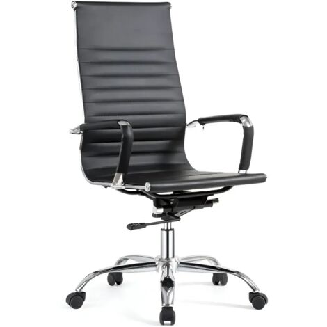 Poltrona per ufficio CR552H in pvc colore nero con base cromata