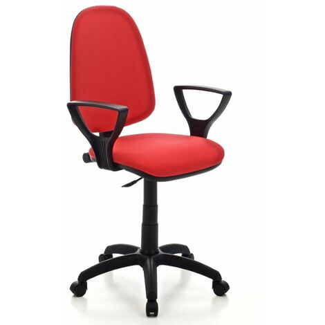 Poltrona per ufficio mod. Torino in tessuto colore rosso con braccioli