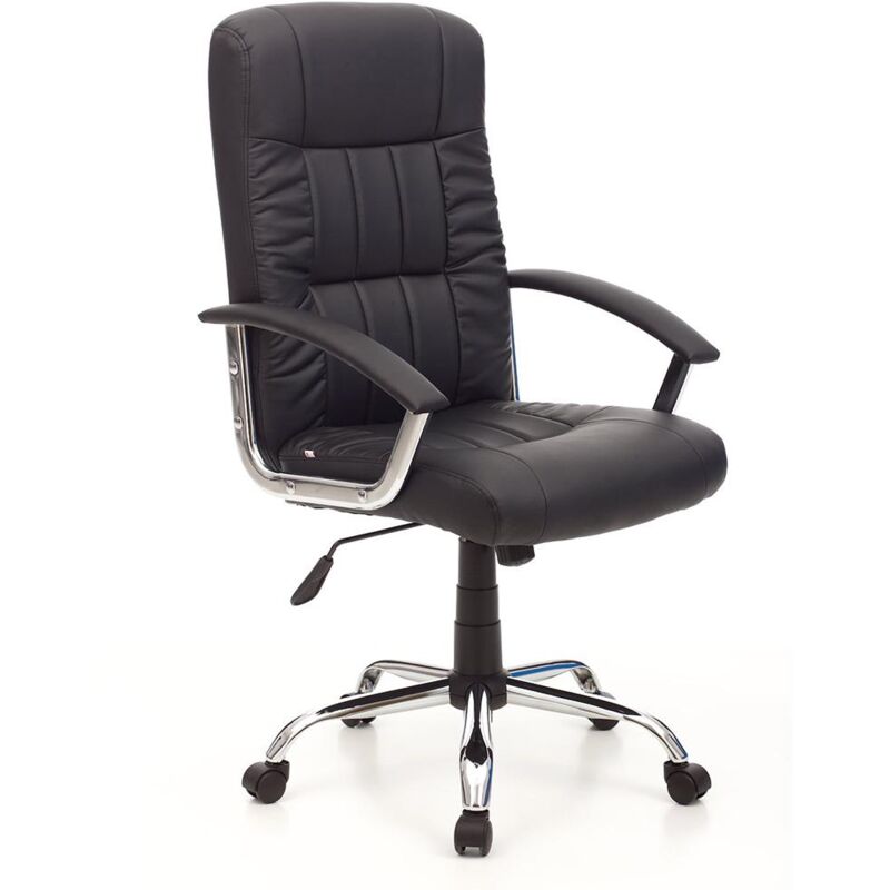 Myoffice Poltrona Leader Nera Con Ruote M0284 01 Pelle Arredamento ...