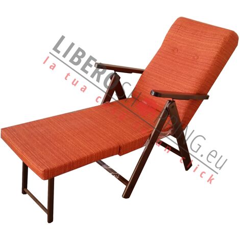 Poltrona poggiapiedi in legno reclinabile e tessuto Red MOLISANA