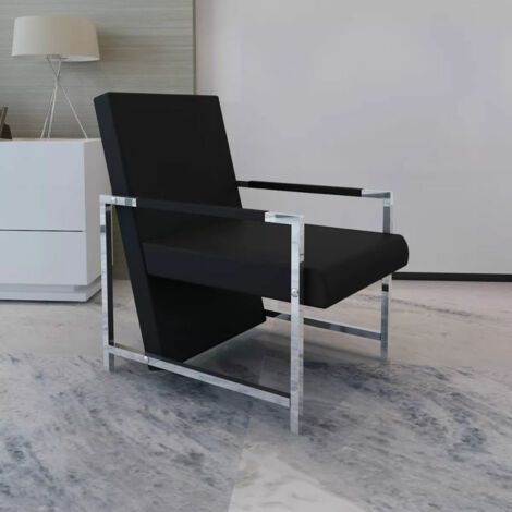 Poltrona poltrona lounge design club divano lounge con gambe cromate sintetiche nere 1102046/3