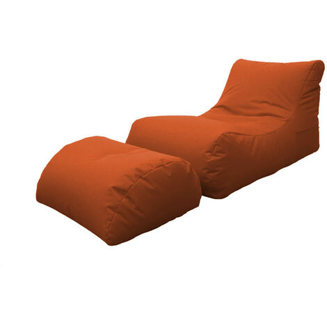 Poltrona Pouf Chaise Longue con Poggiapiedi in Poliestere Arancio Avalli