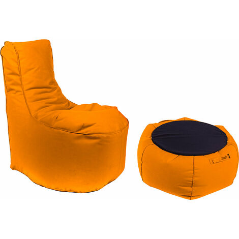 Poltrona Pouf e Tavolino in Acrilico Pomodone Arancione