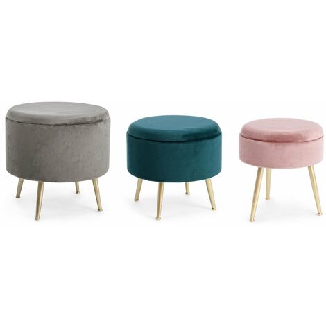 Pouf con Contenitore Pieghevole Joris Quadrato Boucle Grigio in Poliestere  e MDF - Bizzotto - FloralGarden