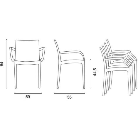 Poltrona rattan Bistrot con braccioli antracite 2p