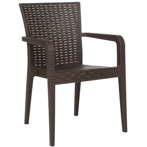 Poltrona Rattan XL Impilabile Marrone Albert 57x58x87 cm