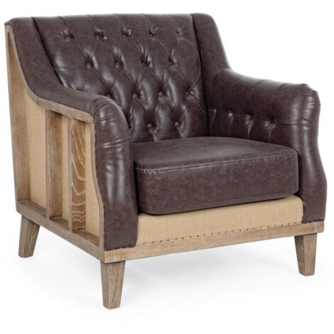 Poltrona "Raymond" per interno, Struttura E Schienale In Legno Di Frassino, Rivestimento (Non Sfoderabile) In Similpelle 83 x 85 x 85h cm -Classic
