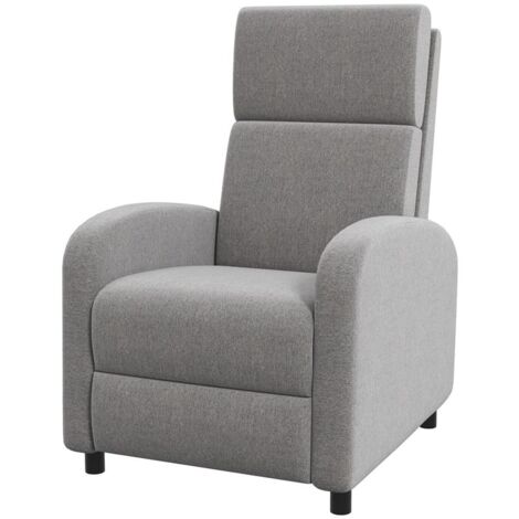 POLTRONA RECLINABILE 160° IN TESSUTO EFFETTO LINO CON BRACCIOLI QUADRATI. 64X86X102 CM. GRIGIA