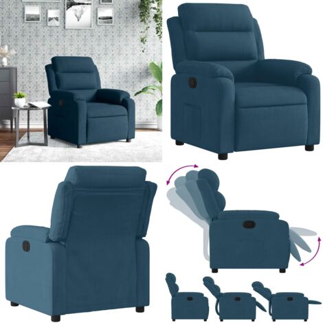 Poltrona Reclinabile Blu in Velluto - Seduta comoda - Velluto