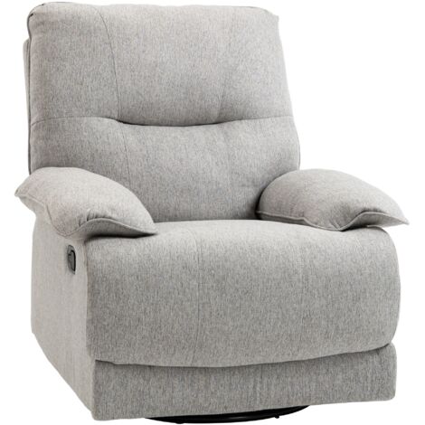 Poltrona reclinabile con funzione estensibile, poggiapiedi, portata massima 160 kg, dimensioni 89 x 98 x 101 cm, colore grigio chiaro.
