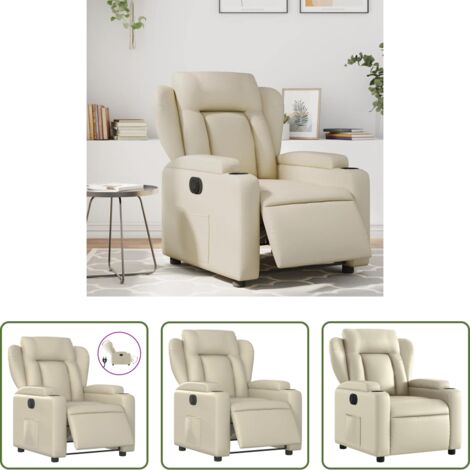 Poltrona reclinabile con motore -  Poltrona Reclinabile Elettrica Crema in Similpelle