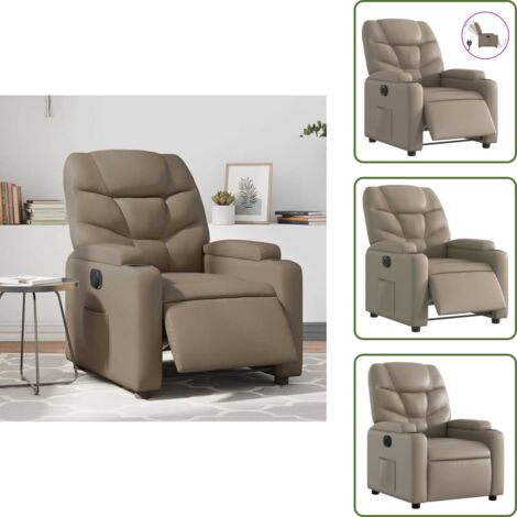 Poltrona reclinabile con motore - vidaXL Poltrona Reclinabile Elettrica Cappuccino in Similpelle - Poltrona con poggiapiedi elettrico