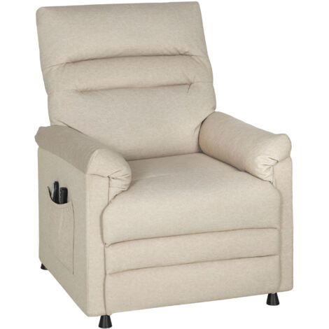 Poltrona Reclinabile con Riscaldamento, 8 Punti Massaggio e 5 Modalità 82x99x106 cm in Tessuto Effetto Velluto Beige