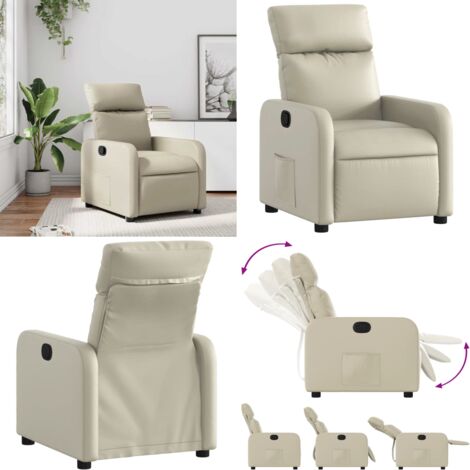 Poltrona Reclinabile Crema in Similpelle - Poltrona crema - Similpelle