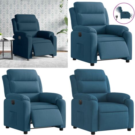Poltrona Reclinabile Elettrica Blu in Velluto - Reclinazione automatica - Seduta in velluto