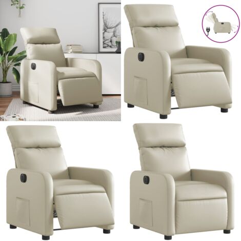 Poltrona Reclinabile Elettrica Crema in Similpelle - Poltrona reclinabile - Seduta elettrica
