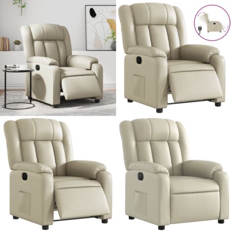 Poltrona Reclinabile Elettrica Crema in Similpelle - Poltrona reclinabile - Seduta elettrica