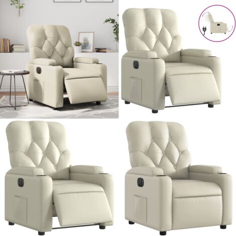 Poltrona Reclinabile Elettrica Crema in Similpelle - Seduta elettrica - Schienale elettrico