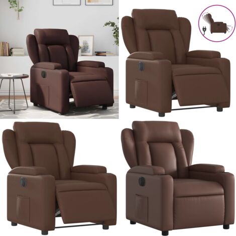 Poltrona Reclinabile Elettrica Marrone in Similpelle - Reclinazione automatica - Schienale elettrico