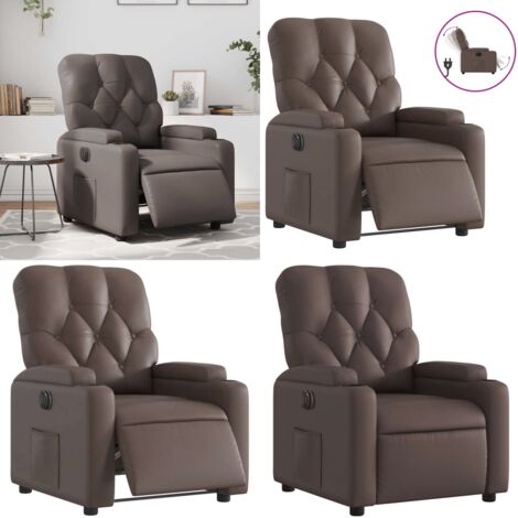 Poltrona Reclinabile Elettrica Marrone in Similpelle - Reclinazione automatica - Schienale elettrico