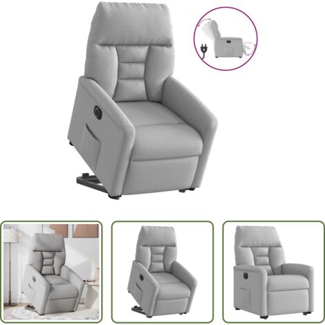 Poltrona reclinabile elettrica -  Poltrona Alzapersona Reclinabile Elettrica Grigi Nuvola Tessuto
