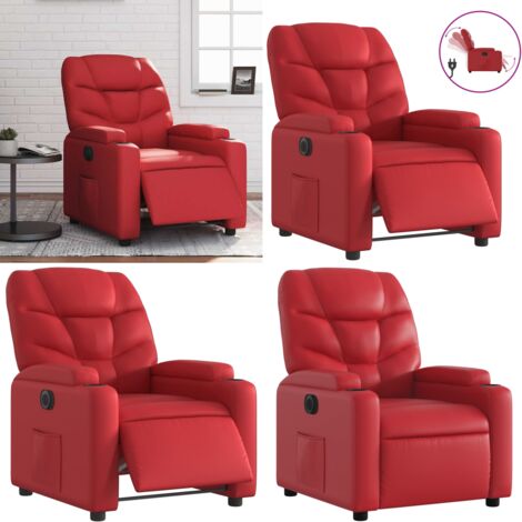 Poltrona Reclinabile Elettrica Rossa in Similpelle - Reclinazione automatica - Schienale elettrico