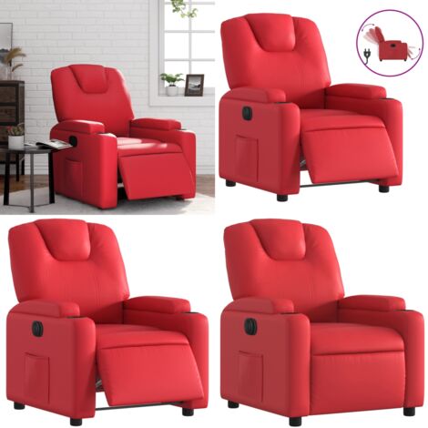 Poltrona Reclinabile Elettrica Rossa in Similpelle - Reclinazione automatica - Schienale elettrico