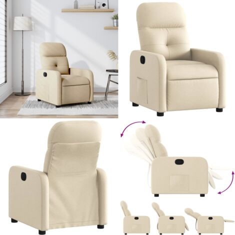 Poltrona Reclinabile in Tessuto Crema - Seduta comoda - Reclinazione manuale