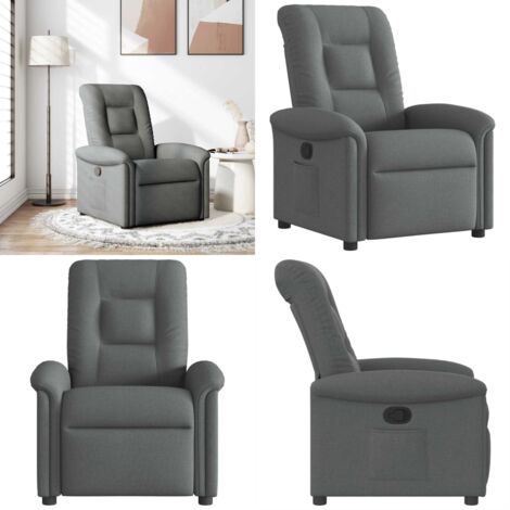 Poltrona Reclinabile in Tessuto Grigio Scuro - Seduta comoda - Reclinazione manuale