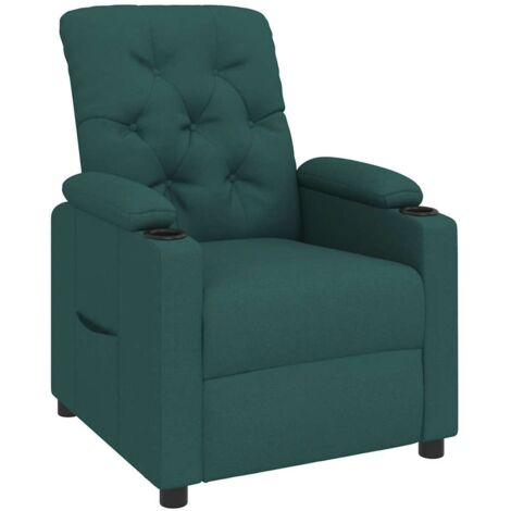 Poltrona Reclinabile in Tessuto Verde Scuro vidaXL
