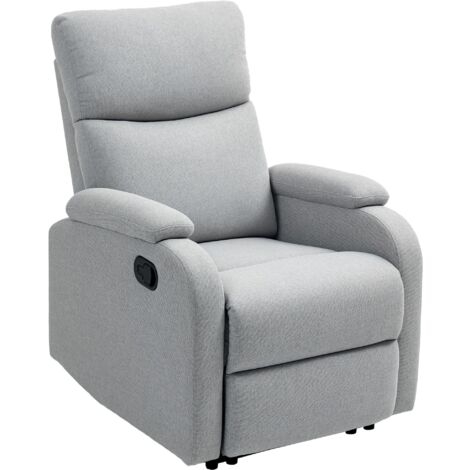 Poltrona Reclinabile Manualmente a 60° 69x91,5x103 cm con Poggiapiedi Extra Imbottita in Tessuto Grigio
