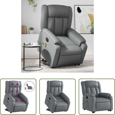 Poltrona reclinabile -  Poltrona Alzapersona Elettrica Reclinabile Grigio in Similpelle