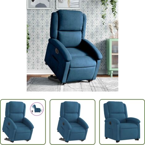 Poltrona reclinabile -  Poltrona Alzapersona Reclinabile Elettrica Blu in Velluto