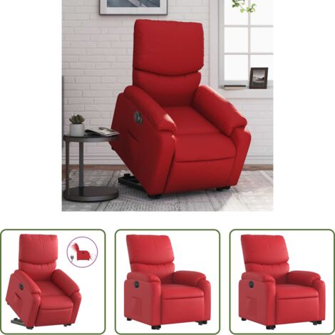 Poltrona reclinabile -  Poltrona Alzapersona Reclinabile Elettrica Rossa in Similpelle