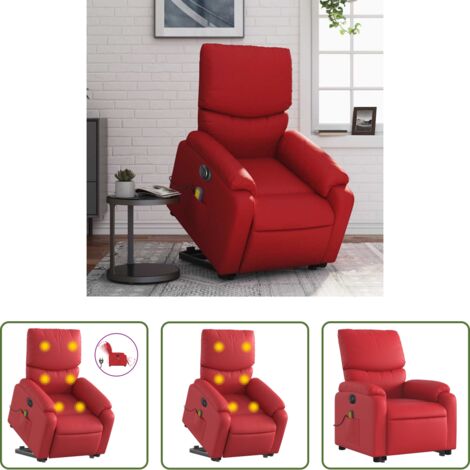 Poltrona reclinabile -  Poltrona Alzapersona Reclinabile Elettrica Rossa in Similpelle