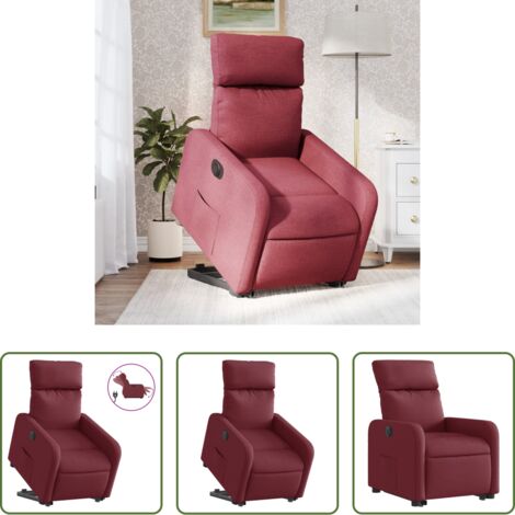 Poltrona reclinabile -  Poltrona Alzapersona Reclinabile Elettrica Rosso Vino Tessuto