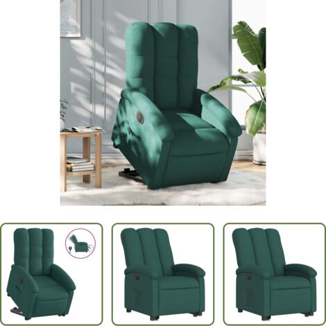 Poltrona reclinabile -  Poltrona Alzapersona Reclinabile Elettrica Verde Scuro Tessuto
