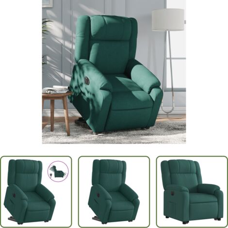 Poltrona reclinabile -  Poltrona Alzapersona Reclinabile Elettrica Verde Scuro Tessuto