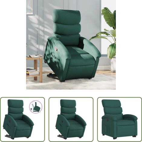 Poltrona reclinabile -  Poltrona Alzapersona Reclinabile Verde Scuro in Tessuto